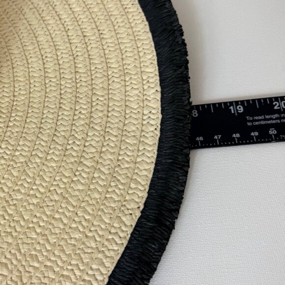 Wide Brim Straw Sun Hat Floppy Black Fringe Teardrop Beaded Band Resort Fashion main image 15